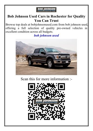 Bob Johnson Used Cars in Rochester for Quality You Can Trust