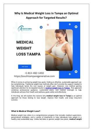 Why Is Medical Weight Loss in Tampa an Optimal Approach for Targeted Results