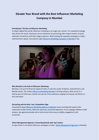 Elevate Your Brand with the Best Influencer Marketing Company in Mumbai