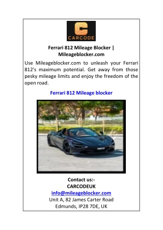 Ferrari 812 Mileage Blocker Mileageblocker.com