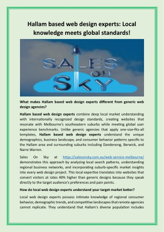 Hallam based web design experts: Local knowledge meets global standards!