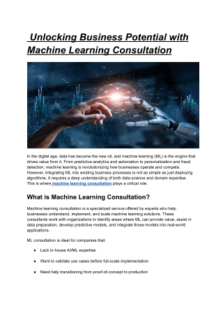 Unlocking Business Potential with Machine Learning Consultation