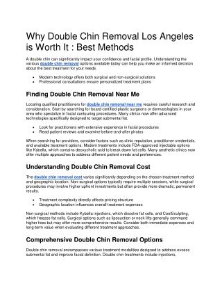 Why Double Chin Removal Los Angeles is Worth It