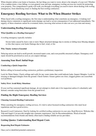 Emergency Roofing Services: What to Do When Disaster Strikes