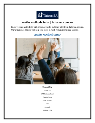 maths methods tutor tutorssa.com.au