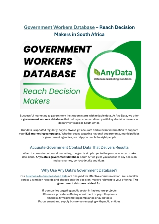 Government Workers Database - B2B Leads - Any Data