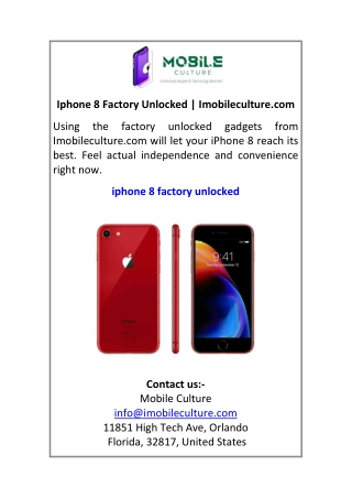 Iphone 8 Factory Unlocked Imobileculture.com