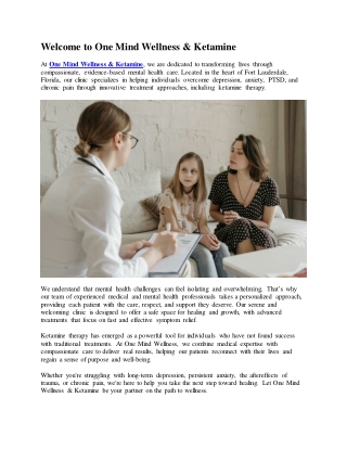 One Mind Wellness & Ketamine