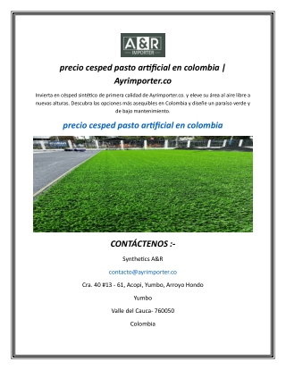 precio cesped pasto artificial en colombia  Ayrimporter.co
