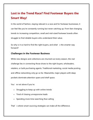 Lost in the Trend Race? Find Footwear Buyers the Smart Way!