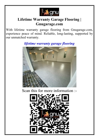 Lifetime Warranty Garage Flooring Gnugarage.com