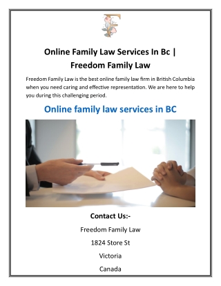 Online Family Law Services In Bc