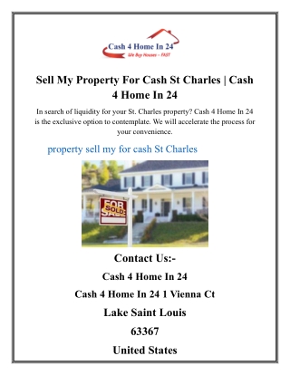 Sell My Property For Cash St Charles  Cash 4 Home In 24