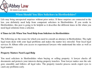When Should You Hire Solicitors in Hertfordshire?
