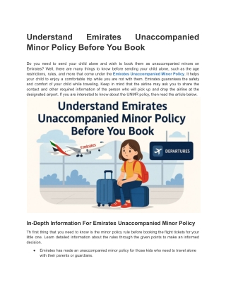 Understand Emirates Unaccompanied Minor Policy Before You Book