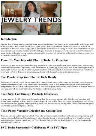 Power Up Your Jobs with Electric Tools