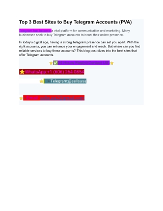 Top 3 Best Sites to uy Telegram Accounts (PVA)
