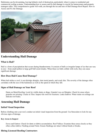 Hail Damage Roof Repair: How to Assess and Fix the Damage