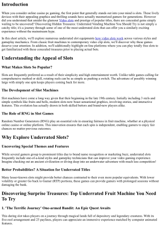 Uncovering Hidden Gems: Underrated Slots You Need To Try