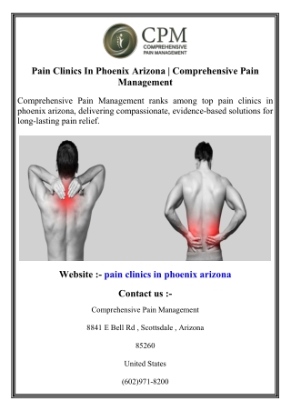 Pain Clinics In Phoenix Arizona   Comprehensive Pain Management