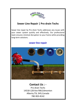 Sewer Line Repair  Pro drain Techs
