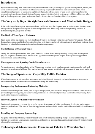The Advancement of Team Sports Uniforms: A Historic Look