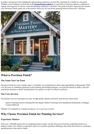 Your Guide to hiring a Licensed Painting Contractor: Why Choose Precision Finish