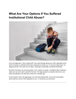 What Are Your Options If You Suffered Institutional Child Abuse