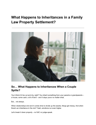 What Happens to Inheritances in a Family Law Property Settlement