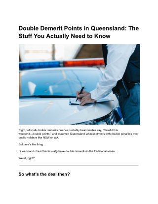 Double Demerit Points in Queensland The Stuff You Actually Need to Know
