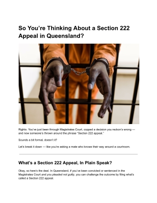 So You’re Thinking About a Section 222 Appeal in Queensland