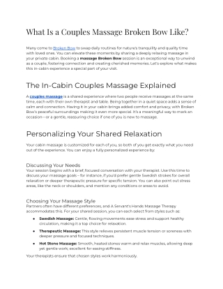 E - What Is a Couples Massage Broken Bow Like