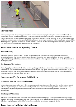 Leading Trends in Modern Sporting Gear