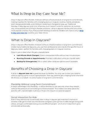 E - What Is Drop in Day Care Near Me