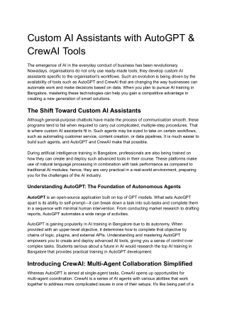 Custom AI Assistants with AutoGPT & CrewAI Tools
