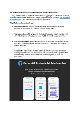 Get an Australian & Mexico mobile number