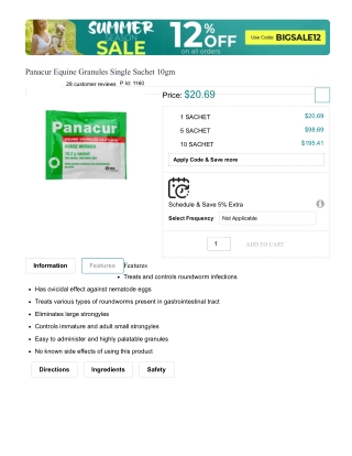 Panacur Equine Granules 10g – Broad-Spectrum Horse Dewormer