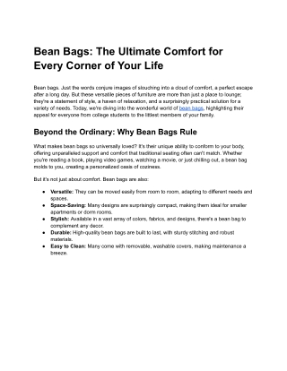 Bean Bags_ The Ultimate Comfort for Every Corner of Your Life