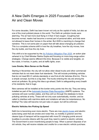 A New Delhi Emerges in 2025 Focused on Clean Air and Clean Moves