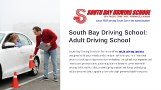 Adult Driving School in Torrance | South Bay Driving School