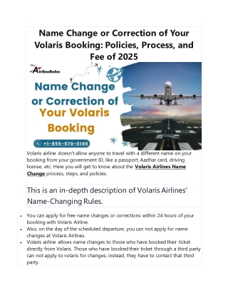 Name Change or Correction of Your Volaris Booking