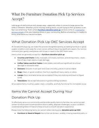 E - What Do Furniture Donation Pickup Service Accept