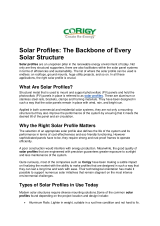 Best Solar Profiles in the USA | Corigy