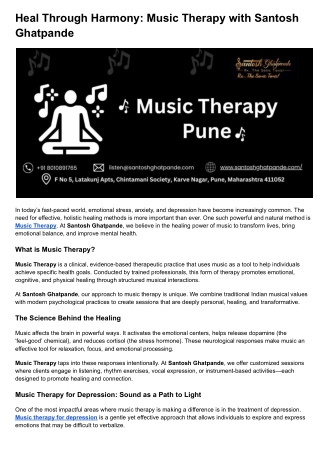 Heal Through Harmony - Music Therapy with Santosh Ghatpande