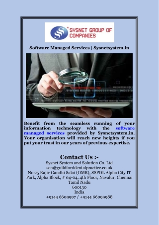 Software Managed Services | Sysnetsystem.in