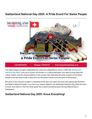 Switzerland National Day 2025 A Pride Event For Swiss People