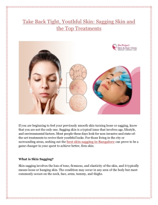 Take Back Tight, Youthful Skin: Sagging Skin and The Top Treatments