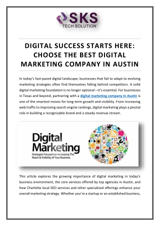 Digital Success Starts Here Choose the Best Digital Marketing Company in Austin
