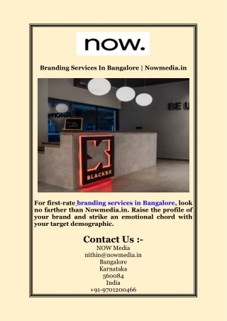 Branding Services In Bangalore Nowmedia.in