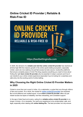 Online Cricket ID Provider _ Reliable & Risk-Free ID